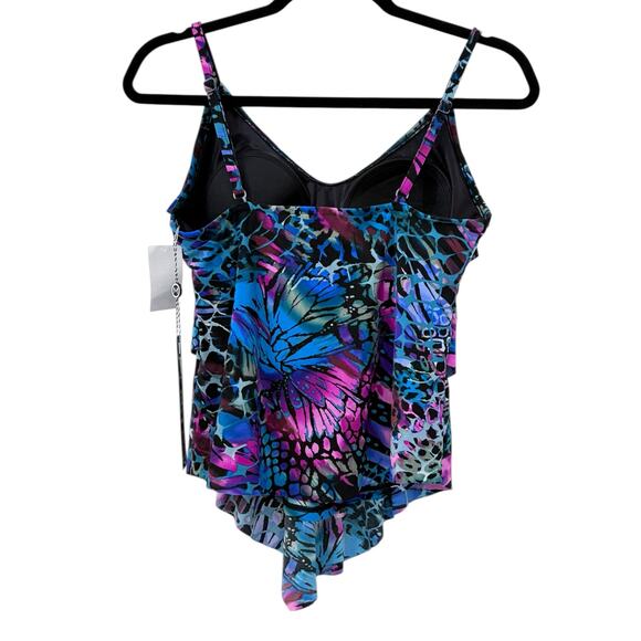 NWT! Magicsuit by Miraclesuit Blue Rita Tiered Tankini Top - Size 8 - Picture 7 of 9